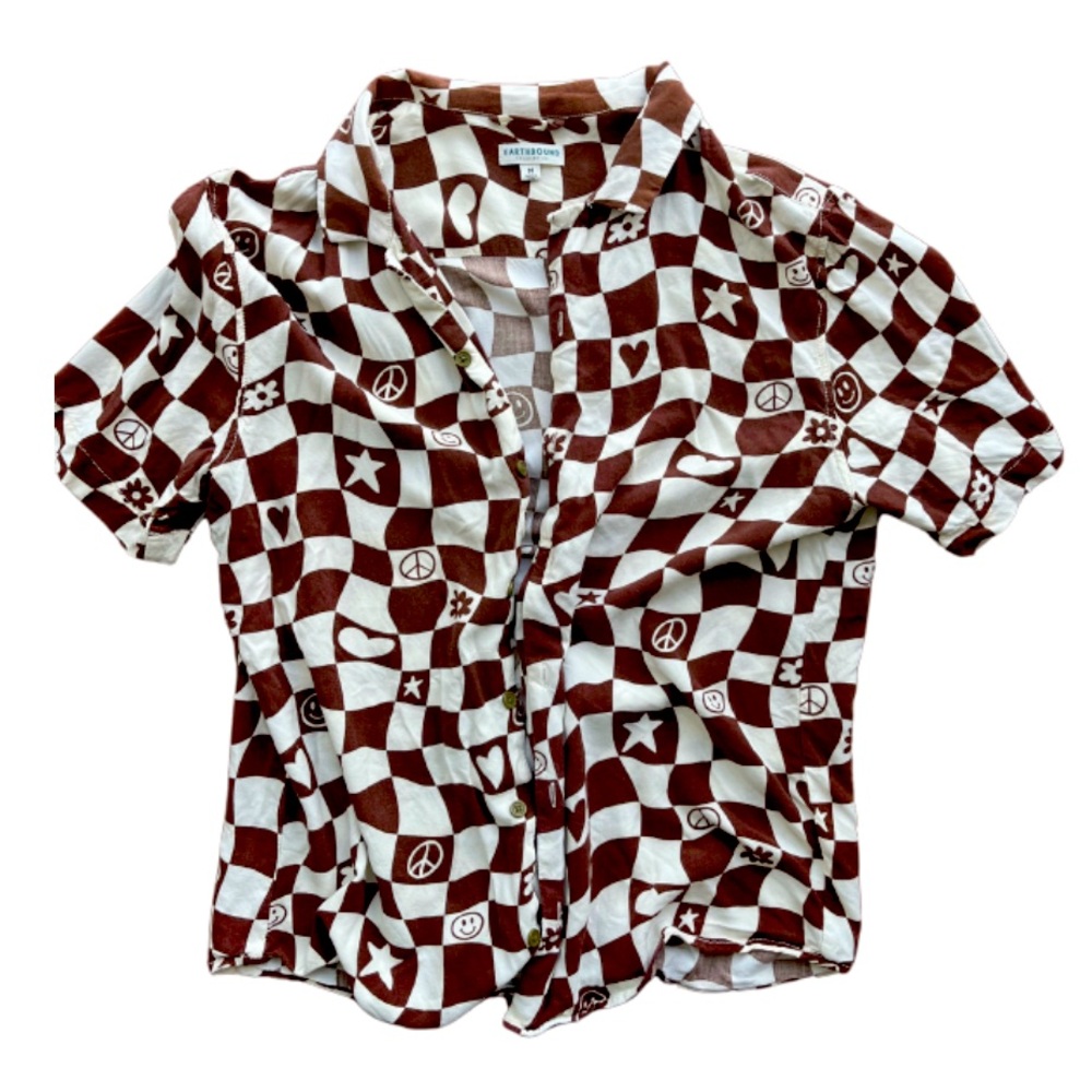Checkered beach shirt button up